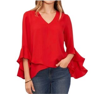 Vince Camuto Red Bell Sleeve Blouse NWT